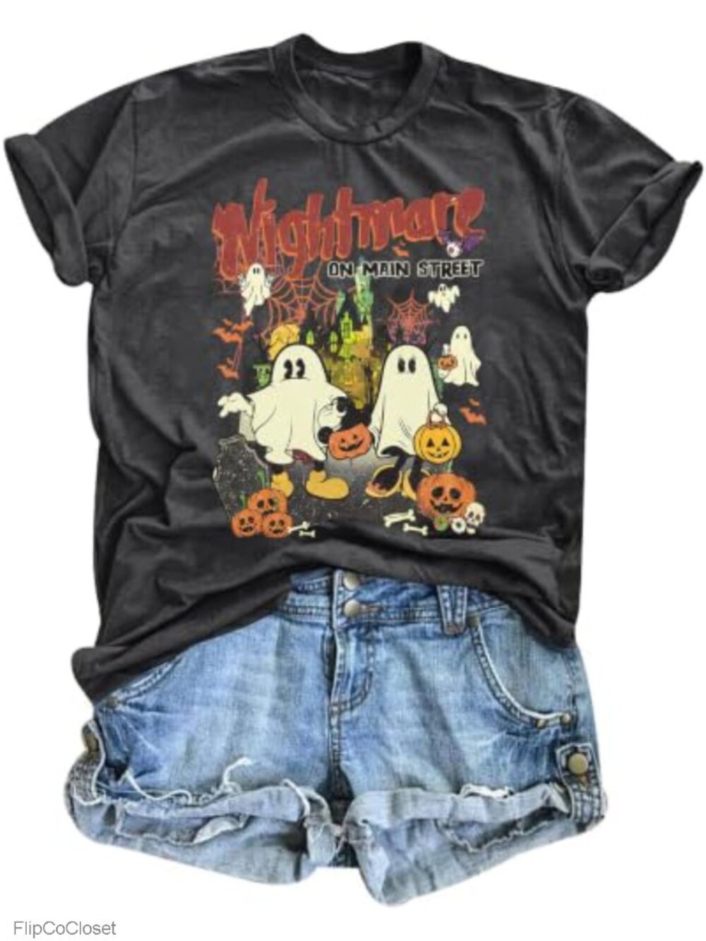 Women's Halloween Ghost Graphic T-Shirt Cotton Blend Crew Neck Short Sleeve